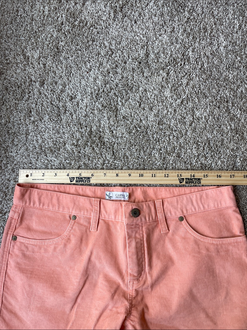Carve Designs Sz 10 Peach Coral Corduroy Cutoff Shorts 3.5” Inseam - Picture 2 of 6